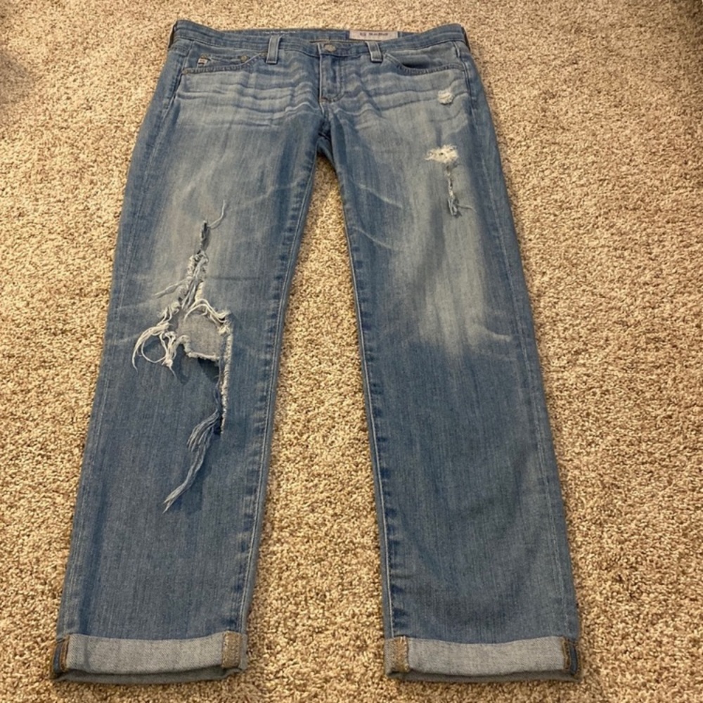 AG Adriano Goldschmied The Stilt Distressed Roll Up Jeans